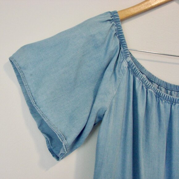 Miss Sixty Dress Y2K Blue Chambray Boho Peasant Ruffled Cowgirl XS Small - Picture 5 of 16